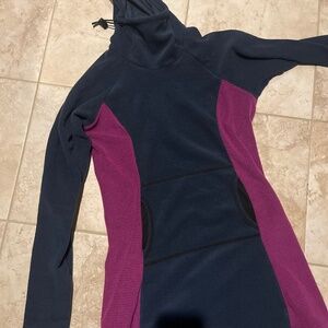MELANZANA MICRO GRID HOODIE DRESS size M